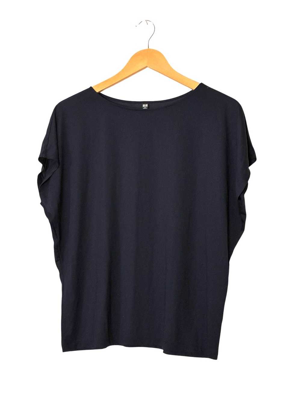 Uniqlo | LIKE NEW Navy draped crew neck modal short sleeve t-shirt blouse medium